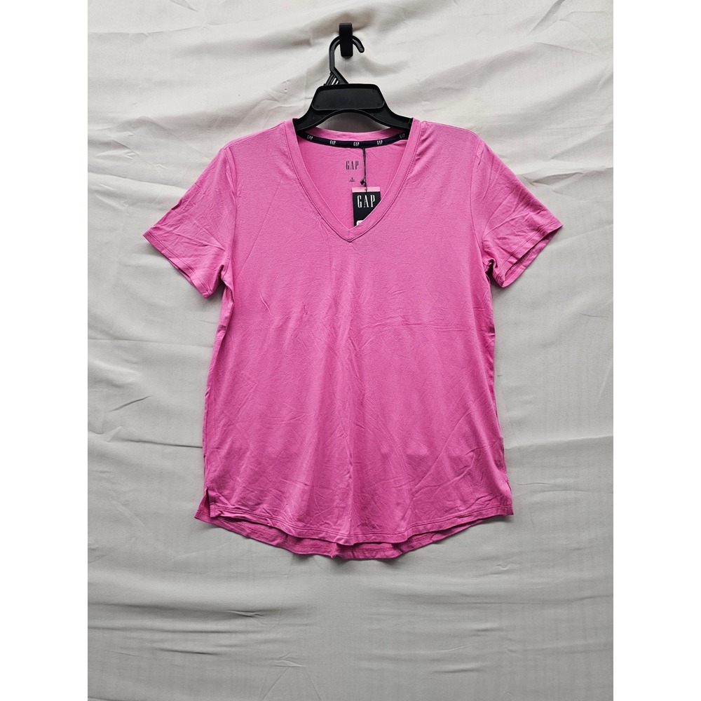Gap Womens V-Neck T-Shirt Pink Rayon Blend Casual Size‎ Small